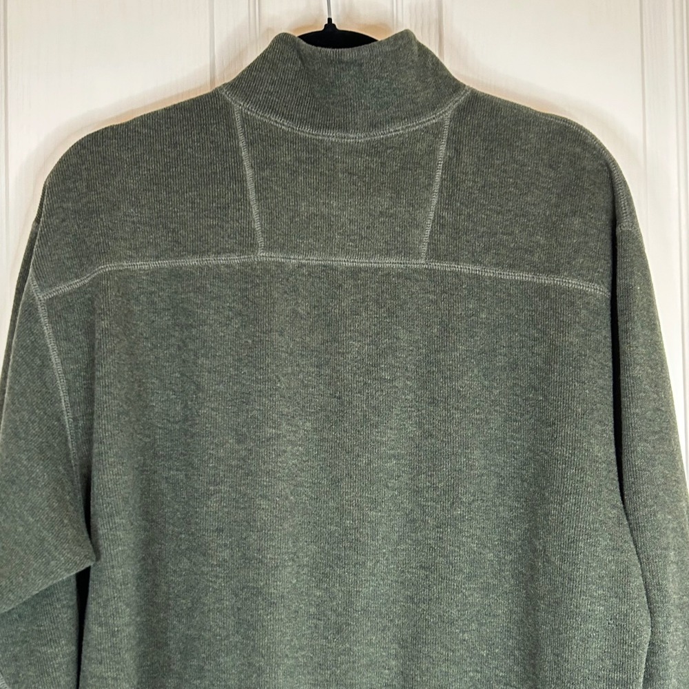 CREMIEUX Mens XL Green/Brown Reverseable 1/4 Zip Mock Neck Sweater Pullover LS - Picture 9 of 10